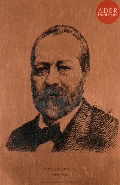 Félix Bracquemond (1833-1914)
Jules-Antoine Castagnary. 1892. Cuivre gravé à l’eau-forte, biseauté, les angles arrondis. 95 x 138. I.F.F. 442. Signature gravée au-dessus de l’épaule à gauche. Lettre gravée en pied. 

« Jules-Antoine Castagnary, né à Saintes le 11 avril 1830 et mort à Paris le 11 mai 1888, est un critique d’art et journaliste français. Ami et défenseur de Gustave Courbet, il collabora au Monde illustré, au Siècle et au Nain jaune. Il organisa la presse républicaine en province lors du siège de Paris en 1870. Lors de la première exposition impressionniste, il reprend le terme dépréciatif d’« impressionniste » de Louis Leroy qu’il entérine sans hésiter, dans un sens positif dans son article Exposition du boulevard des Capucines. Les impressionnistes paru dans Le Siècle le 29 avril 1874 : « Si l’on tient à les caractériser d’un mot qui les explique, il faudra forger le terme nouveau d’Impressionnistes. Ils sont impressionnistes en ce sens qu’ils rendent non le paysage, mais la sensation produite par le paysage ». Il fut membre du Conseil d’État (1879) et membre du Comité des monuments historiques. D’octobre 1887 jusqu’à sa mort, il fut directeur de l’École nationale supérieure des Beaux-Arts. » (Source : Wikipédia).