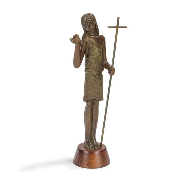 JEAN LAMBERT-RUCKI (1888-1967)

Saint Jean-Baptiste 
Sculpture. 
Épreuve en bronze à patine brun clair nuancé et vert antique.
Fonte d’édition ancienne. 
Base tronconique en palissandre. 
Signée J. LAMBERT-RUCKI au dos sur le vêtement. 
Hauteur avec base : 43,5 cm

Provenance :
Fonds Chéret