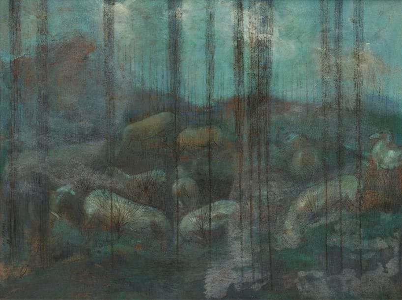 Hossein MAHJOUBI [iranien] (né en 1930)

Paysage, 1968
Huile sur cuir monté sur panneau.
Signée et datée en bas sur la gauche.
Signée en farsi.
46?x?60?cm