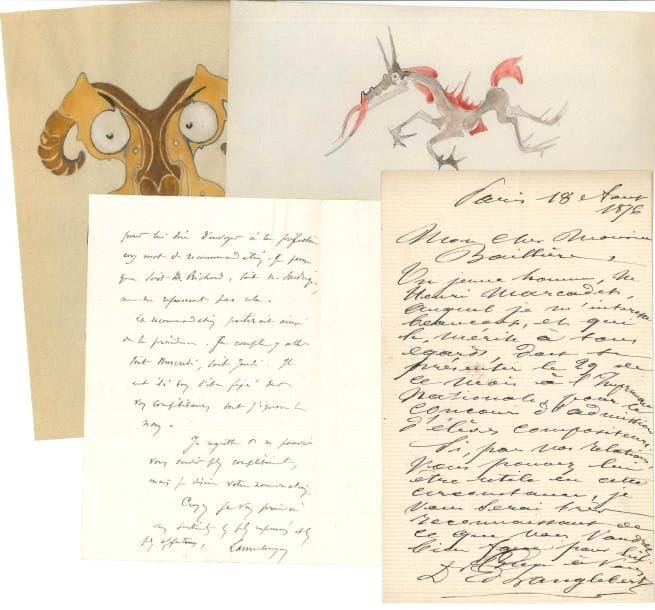 Médecine 40 lettres, cartes ou pièces, la plupart LAS, fin XIXe-début XXe siècle (on joint quelques portraits, imprimés, dessins et une photo)
   Paul Andral (à propos du Dr Méré, 1873), Joseph Babinski, Jean-Augustin Barral (du Journal d’agriculture pratique, 1854), Raphaël Blanchard, Abel Bouchard (sur le nématode d’un chien, 1890), Auguste Broca (2), Bernard Cunéo, Maurice Debove, Paul Delbet, Robert Didier (amusants dessins), Paul Dorveaux (avec article sur les Rasse des Neufs, chirurgiens protestants de Paris), Mathias Duval (au président de la Société zoologique de France, 1882), Louis-Hubert Farabeuf, Charles Fauvel (conseils confraternels d’électrisations externes et compresses), Georges Félizet (2), Joseph Grasset (à propos d’une étude de contrôle, 1911), Paul Hallopeau (ordonnance, 1896), Adolphe Jalaguier, Edmond Langlebert (à Baillière, 1876), Odilon Lannelongue, Auguste Le Dentu (recommande Gaston Legros comme chef du laboratoire de radiographie de l’hôpital Ténon, 1907), Adolphe Lesage (2), Maurice Letulle (admission d’une malade à l’hôpital Boucicaut, 1908), Louis Mandl (à propos d’une communication à l’Académie des sciences, 1877), Gérard Marchant, Julien Potocki, Paul Reclus, Gustave Richelot, Henri de Rothschild, Jean-Paul Tessier (père et fils), Georges Thibierge, Paul Thiéry, Maurice Violet (plus coupure de presse avec envoi as), Charles Walther
