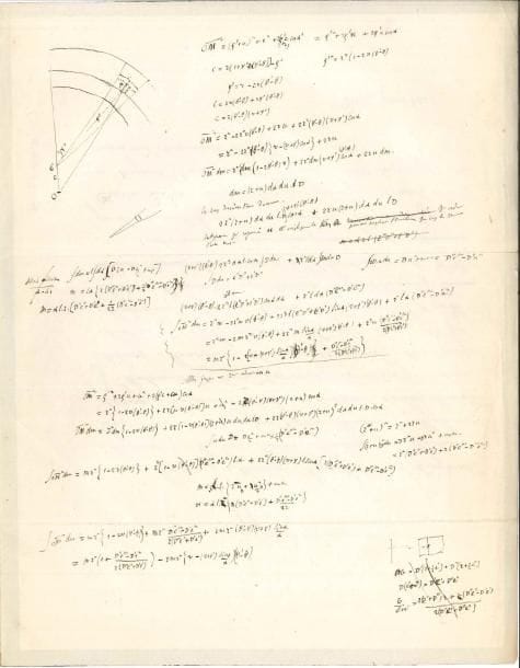 Yvon Villarceau (1813-1883) astronome Calculs autographes, [1861] ; 2 pages in-4 à l’intérieur d’un faire-part de décès imprimé, à son adresse
   Calcul d’intégrales et calculs vectoriels, avec quelques schémas simples, à l’intérieur du faire-part de décès de Jacques-Claude Colas (2 décembre 1861)
