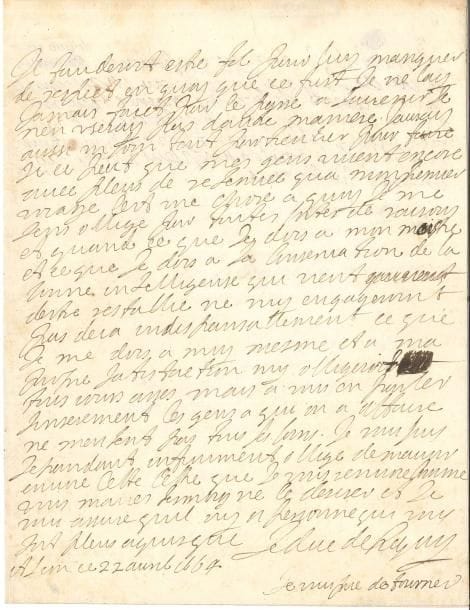 Charles II duc de CRÉQUY (1623-1687) maréchal de France et ambassadeur LAS, Lyon 22 avril 1664, à Jacques de Souvré, ambassadeur de l’Ordre de Malte ; 3 pages et quart in-4
   Importante lettre sur le scandaleux attentat de la garde pontificale corse d’Alexandre VII contre Créquy, sa femme et l’ambassade de France à Rome, en août 1662 [Le pape n’ayant pas réagi à la satisfaction du roi, Louis XIV rappela son ambassadeur, fit éloigner de Paris le nonce apostolique, et laissa faire le Parlement d’Aix, qui annexa Avignon au royaume La présente lettre se situe entre la conclusion du Traité de Pise, le 12 février 1664, prévoyant des explications du gouverneur de Rome, la dissolution de la garde corse, l’édification d’un monument commémoratif sur les lieux de l’attentat, et les excuses publiques enfin présentées au Roi par le légat pontifical, le 29 juillet 1664]
   Ce soir en arrivant à Lyon, l’archevêque lui remit un paquet dans lequel il trouva la lettre de M d’Elbenne à Souvré : « elle ne ma surpris en façon du monde et je me suis si bien attandeu a une partie des choses quil vous mande quavant mon despart je me precautionnay assez bien la dessus aupres de mon maistre » Il n’aurait pas mieux parlé de cette matière, s’il avait eu connaissance de la lettre avant de parler au Roi Depuis qu’il connaît d’Elbenne, il le trouve « homme tres facille a estre persuadé ; et sans nulle reflection il crut comme article de foy tout ce que le pape lui dit » Depuis le temps pourtant il devrait savoir que les personnes auxquelles il a affaire à Rome « ne font quasi jamais ce qu’ils disent et que le plus souvent le contraire » : d’Elbenne se trompe en l’assurant des bonnes grâces du pape tout comme Créquy s’était trompé en 62 On sait ce qui arriva : « Nous feusmes veritablement assassines ma femme et moy »… Au reste, Créquy est rempli de bonnes intentions à l’égard du pape : « Il fauderoit estre fol pour luy manquer de respect en quoy que ce fust Je ne lay jamais faict sur le pas