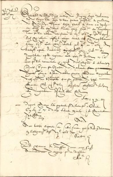 Traités de paix Manuscrit, 1546 et sd (XVIe siècle) ; 33 pages in-fol, sous cartonnage moderne marron ; en latin et français
   Alliance franco-vénitienne de Blois, comportant la déclaration de paix du 9 avril 1499 et la bulle de ratification de Venise, du 9 juillet 1499 Cette alliance stipule la liberté de commerce et l’obligation pour Venise de soutenir la conquête de Milan [Échec pour Ludovic Sforza, mais Venise se donne un voisin plus dangereux que le Condottiere] Copie établie par Sébastien Le Bon, garde du Trésor des Charles, le 8 octobre 1546 – Reconnaissance de dette de Louis XII envers Henry VIII : clauses financières et « rolle des payemens » du traité du 7 août 1514 – Extrait du traité de paix fait à Londres en 1518 (le 14 octobre), entre l’Empereur et les Rois de France et d’Angleterre : ce traité rend Tournai à la France et établit le mariage du Dauphin François, fils de François Ier, et la fille du Roi d’Angleterre – Traité de Hampton Court entre les Rois de France et d’Angleterre, 8 août 1526 : François Ier consolide son alliance avec Henry VIII Ils conviennent qu’aucun ne prêtera de secours contre l’autre, et que le Roi d’Angleterre tiendra la main à ce que Charles-Quint libère les enfants de France, otages à Madrid
