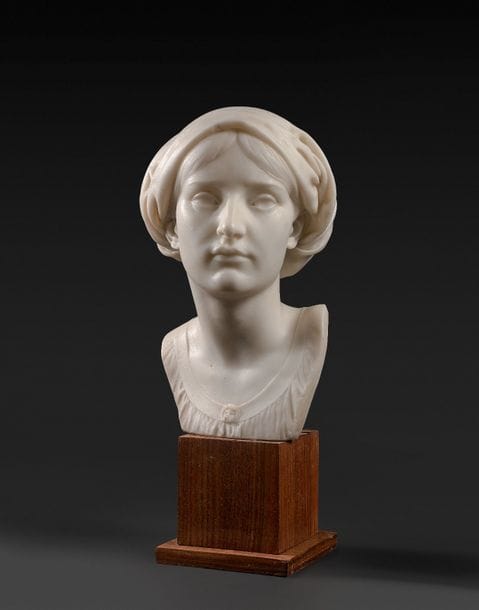 Charles Jean Marie Degeorge (1837-1888)
Buste de femme
Marbre blanc
Signé « C Degeorge «
H :57 cm dont socle en bois cubique H : 16 cm