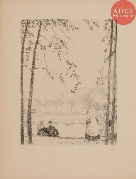 [REVUE].
Le Portique. 
Paris, 1945-1951. — 8 volumes in-4, 270 x 210. Brochés.
Collection complète de cette revue de bibliophilie parfaitement documentée et illustrée de nombreux hors-textes.
Exemplaires du tirage de luxe limité à 100 exemplaires numérotés, enrichis de gravures originales signées par les artistes, ainsi réparties :
- n° 1 : une gravure originale de Jean-Émile LABOUREUR,
- n° 3 : deux eaux-fortes de Gérard COCHET,
- n° 4 : une eau-forte de Raymond VEYSSET et une eau-forte en couleurs de Pierre DUBREUIL,
- n° 5 : une eau-forte de Pierre FALKÉ,
- n° 6 : une pointe sèche de Denyse de BRAVURA pour illustrer le poème de P.-J. Toulet intitulé En Arles.
Il manque la lithographie d’André Marchand dans le second numéro. Il n’a pas été fait de tirages de luxe pour les numéros 7 et 8.
Numéro 5 débroché. Quelques accidents aux dos.