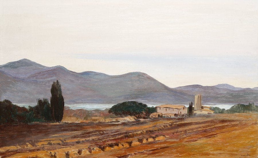 Jean MAYODON (1893-1967)
Paysage montagneux.Huile sur papier marouflé sur isorel..Signée en bas à droite..40 x 65 cm.