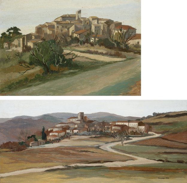 Jean MAYODON (1893-1967)
Village sur une colline, 1949.Huile sur papier marouflé sur carton..Signée et datée en bas à droite.35 x 51 cm.