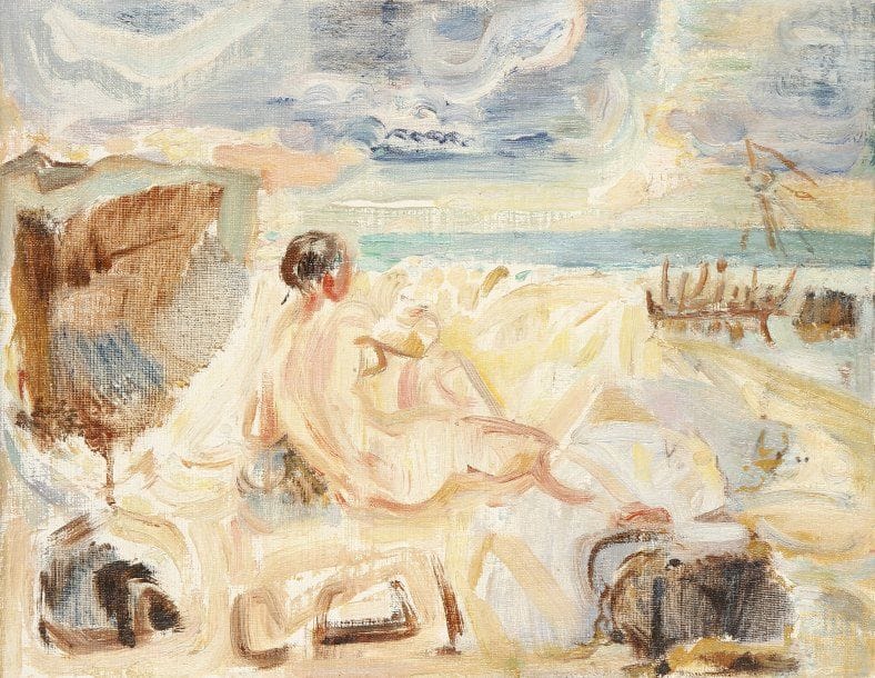 Ginette CACHIN-SIGNAC (1913-1980)
Calypso, 1969.Huile sur carton toilé..Signée, datée 10-1969 et titrée au dos..35 x 27 cm.