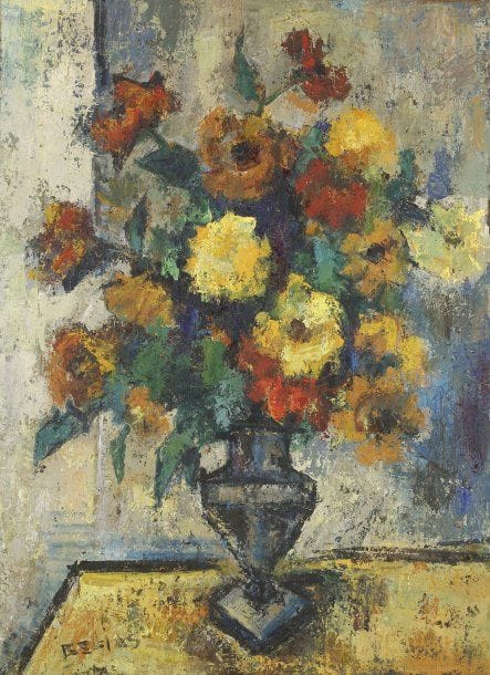 Richard BELLIAS (1921-1974)
Vase au bouquet fleuri.Huile sur toile..Signée en bas vers la gauche.81 x 60 cm..Provenance : Succession B