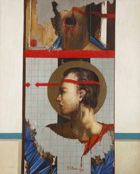 MARKO DURICIC
La douleur humaine, 1978 .Huile sur toile..Signée et datée en bas au centre..80 x 65 cm.