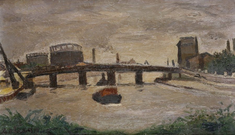 Robert LOTIRON (1886-1966)
La Seine.Huile sur toile..SIgnée en bas à gauche..27,5 x 46,5 cm.