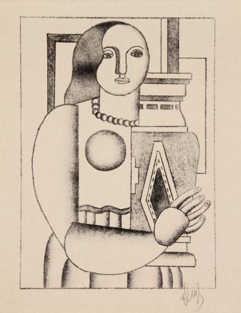 Fernand Léger (1881-1955)
Femme tenant un vase. 1928. Autographie. 171 x 241. Saphire 13. Parfaite épreuve sur simili-japon fort, signée à la mine de plomb. Toutes marges [225 x 281]. Tirage à 52 épreuves. Planche incluse dans les exemplaires de tête d'un livre sur Léger par Tériade, éd. Cahiers d'art, Paris. Sur les 52 épreuves, 12 sont sur japon.