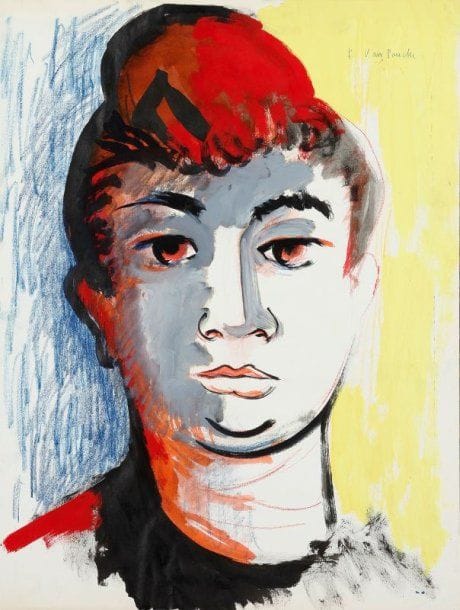Pierre VAN POUCKE (1920-1983)
Portrait de femme, vers 1965. Technique mixte sur papier. Signée en haut à droite. 65 x 50 cm