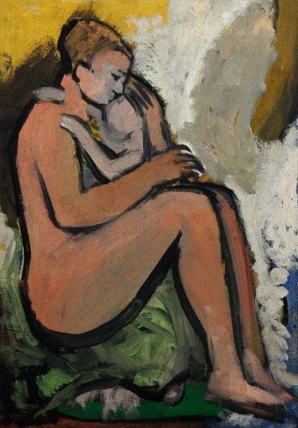 Pierre VAN POUCKE (1920-1983)
Femme à l'enfant, vers 1950. Huile sur toile. Cachet au dos. 55 x 38 cm