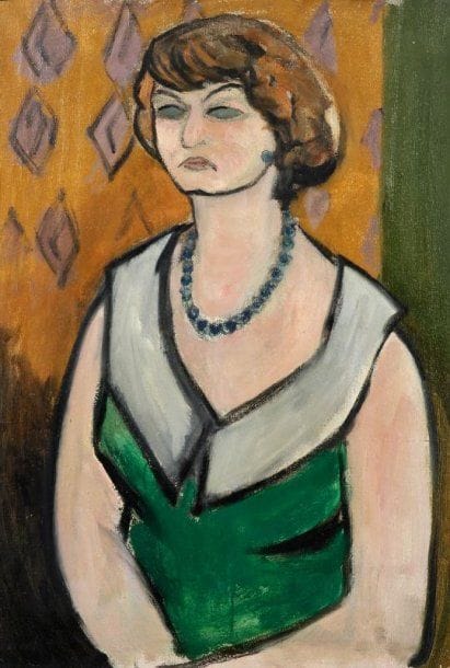 Pierre VAN POUCKE (1920-1983)
Femme au collier, vers 1955. Huile sur toile. Cachet au dos. 73 x 60 cm