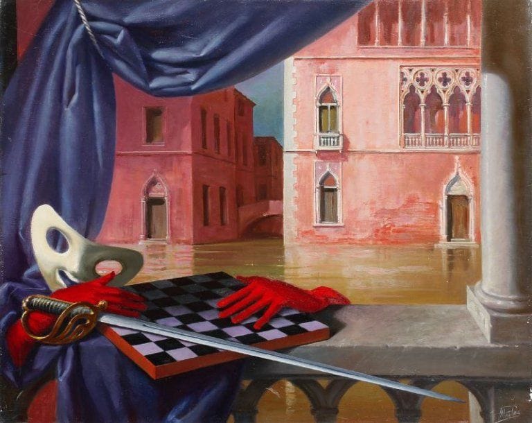 Paul MANTES (1921-2004)
Venise. Huile sur toile. Signée en bas à droite. 65 x 81 cm  