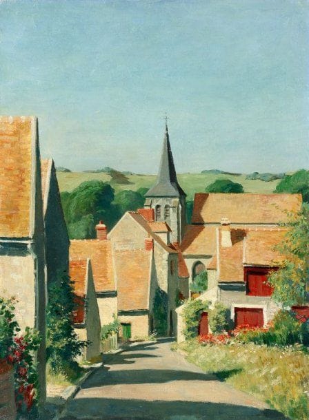 Paul MANTES (1921-2004)
Rue de village. Huile sur toile.  54 x 73 cm  