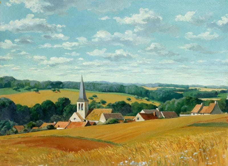 Paul MANTES (1921-2004)
Le village. Huile sur toile.  54 x 73 cm  