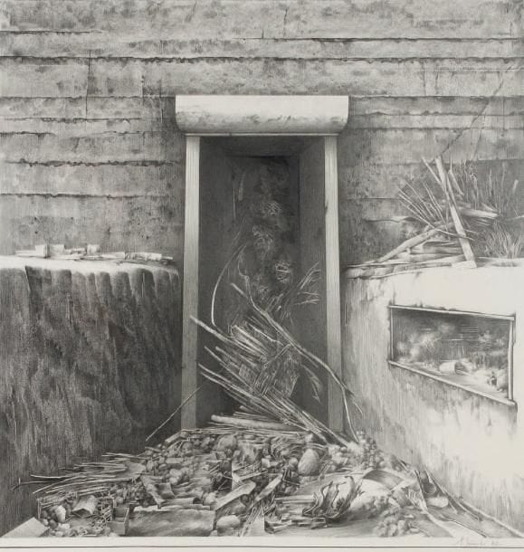 RENÉ MUNCH (né en 1937)
Sans titre, 1986 Dessin au crayon noir et à l'estompe. Signé et daté 86 vers le bas et vers la droite. 75 x 56 cm.