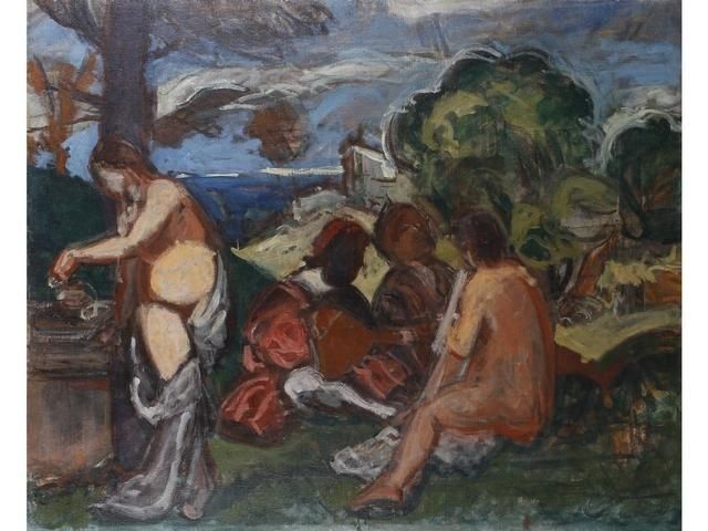Pierre BRUNE (1887-1956)
Le concert champêtre
D'après la toile du Musée du Louvre.
Huile sur toile.
74 x 92 cm.
On y joint une étude préparatoire : Dessin au crayon noir et crayons de couleurs 21 x 26,5 cm.
