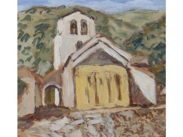 Pierre BRUNE (1887-1956)
La chapelle de Riu Ferer près d'Amélie-les-Bains
Huile sur papier certifiée au dos par un ayant droit de l'artiste.
26,5 x 28,5 cm.
On y joint une étude préparatoire : Dessin au crayon noir à vue arrondie dans le haut, certifié au dos par un ayant droit de l'artiste 14 x 21 cm (tâches et pliures).