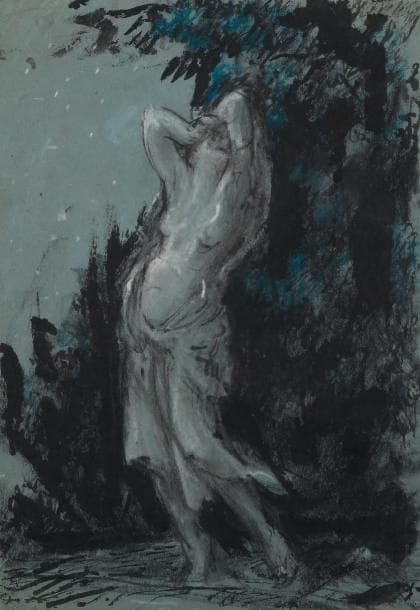 Jules Grandjouan (1875-1968)
Isadora la nuit Dessin à l'encre rehaussé de pastel sur papier teinté. Signé de l'initiale en bas à droite. 30 x 20,5 cm.