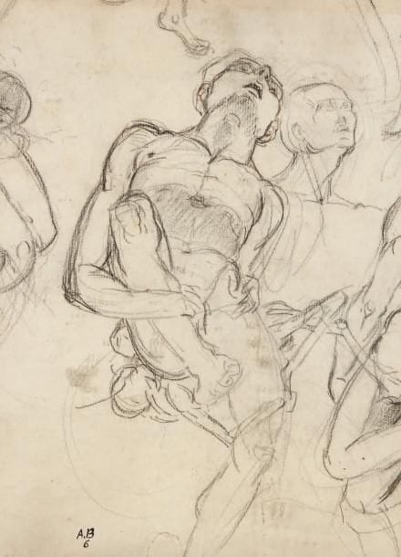 ALFRED BOUCHER (1850-1934)
Étude d'homme Dessin au crayon noir. Signé des initiales et numéroté 6 en bas vers la gauche. 29 x 21 cm.