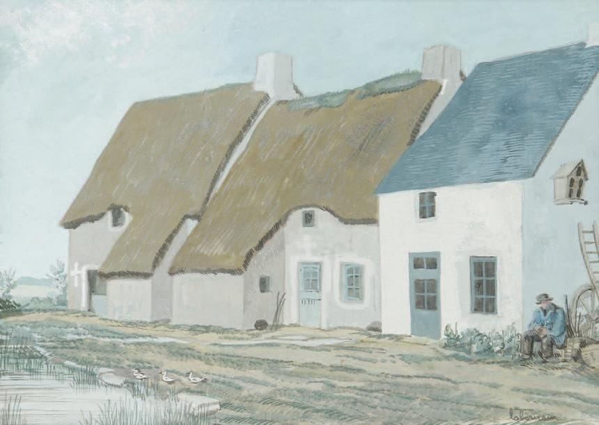 JEAN EMILE LABOUREUR (1877-1943)
Chaumière Gouache. Signée en bas à droite. 15 x 20 cm.