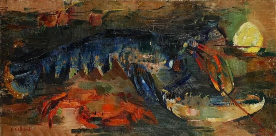 Paul COLLOMB (Oyonnax 1921 - ? 2010)
Le homard Sur sa toile d'origine 35 x 70 cm Signé en bas à gauche p. collomb