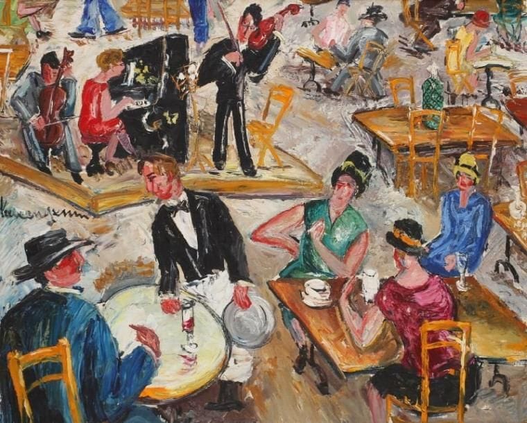 * Lucien GENIN (1894-1958)
Trio au cabaret Huile sur toile. Signée vers le milieu à gauche. 60 x 73 cm. Provenance: Bouquet, Saint-Ouen, acheté le 18 décembre 1957.
