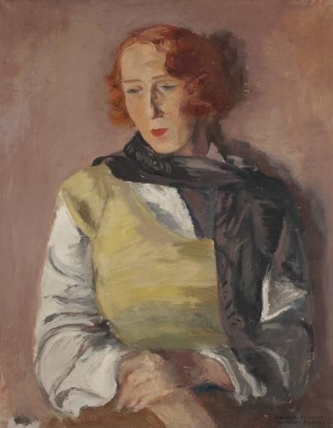 Léopold GOTTLIEB (1883-1934) (attribué à)
Portrait de femme Huile sur toile. Signée et dédicacée en bas à droite. (craquelures). 81 x 64 cm. Ce tableau présente toutes les caractéristiques de la manière de Gottlieb et de sa signature. En revanche, l'inscription 937 qui semblerait être la date d'exécution est postérieure à la date présumée de la mort de l'artiste.