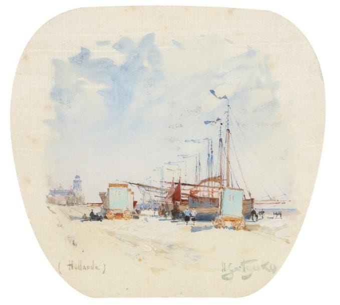 Nikolai Nikolaievich GRITSENKO [russe] (1856-1900)
Hollande Gouache sur soie. Signée en bas à droite. Située en bas à gauche. (piqûres). 23 x 24 cm.