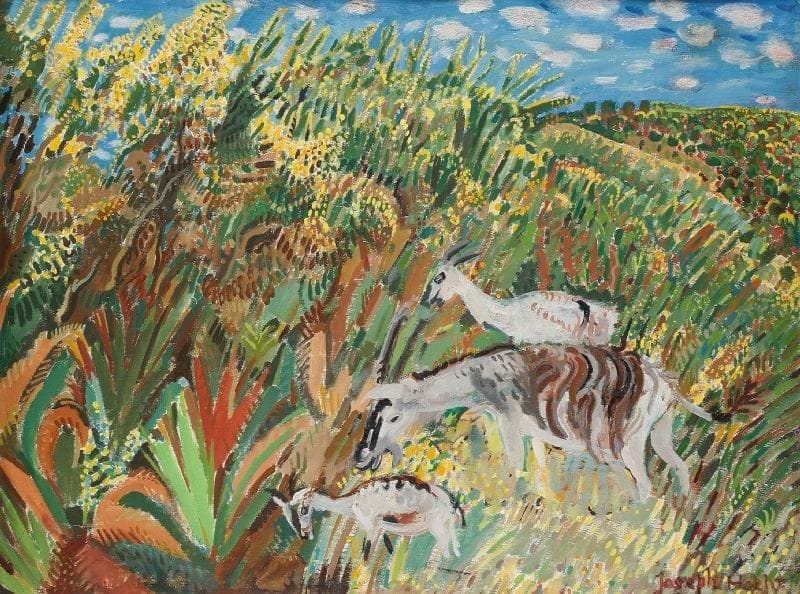 Joseph HECHT (1891-1951)
Bouquetins dans la prairie Huile sur toile. Signée en bas à droite. 65 x 80 cm.