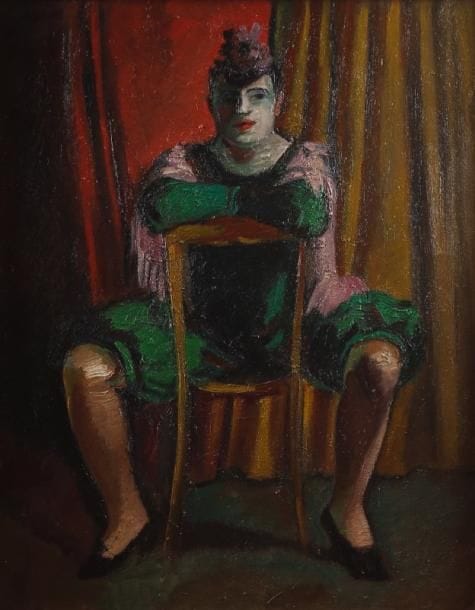 * Edmond HEUZE (1884-1967)
Le clown au maillot vert, vers 1910 Huile sur toile. 73 x 60 cm. Provenance: Vente Me Robert, 12 décembre 1969, n° 52 du catalogue. Exposition: Heuzé, Château communal, Hauterives, 1989.