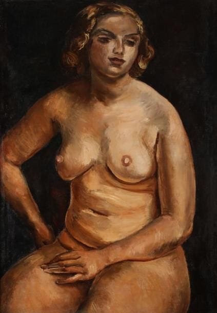 Léo KAHN (1894-1983)
Nu assis Huile sur toile. Signée en haut à gauche. 93 x 66 cm. Provenance: Collection Adolphe Basler (sa vente à Saint Etienne).