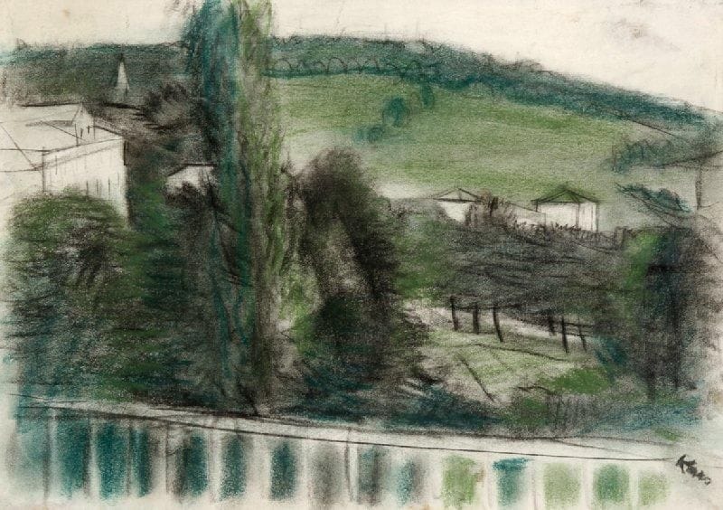 Georges ou Jiri Karpeles, dit Georges KARS (1882-1945)
Paysage vu d'un balcon Pastel et fusain. Signé du cachet en bas à droite. 22 x 30 cm.