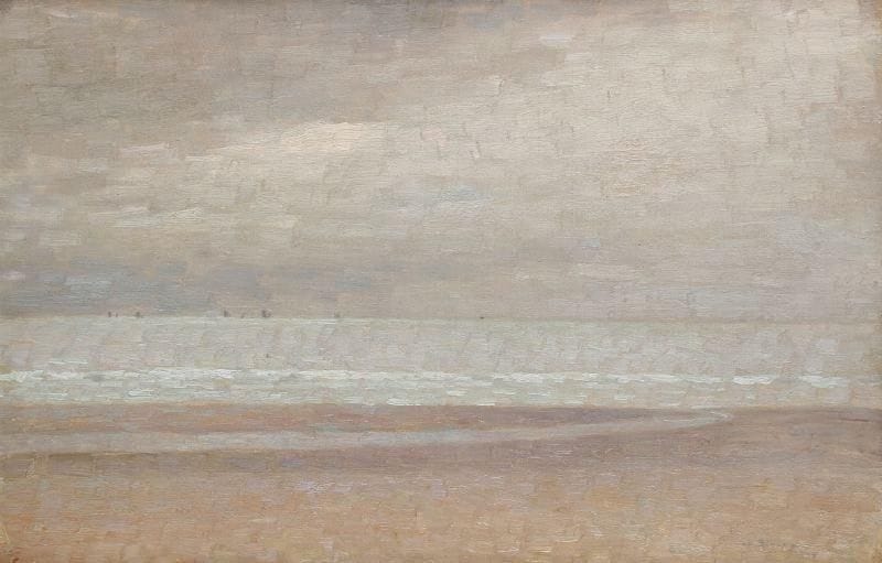 Henri LE SIDANER (1862-1939)
Bord de mer, 1896 Huile sur toile. Signée et datée en bas à droite. (restaurations). 43,6 x 65,2 cm. Provenance: Galerie Paule Cailac Bibliographie: Y. Farinaux-Le Sidaner, Le Sidaner, L'oeuvre peint et gravé. Paris, 1989, décrit et reproduit p. 58 sous le n° 38.