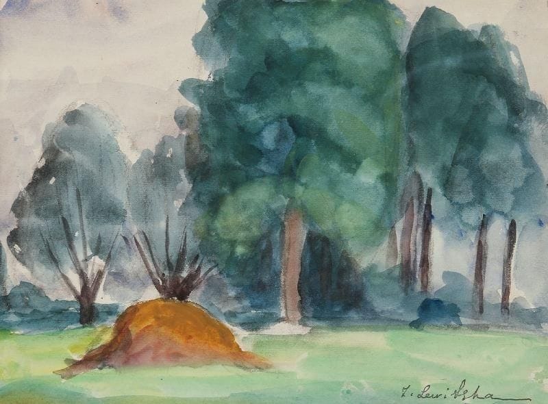 Sonia LEWITZKA (1874-1937)
Paysage aux arbres Deux aquarelles. Portent le timbre de la signature en bas, une à droite, l'autre à gauche, une signée en bas à droite. 19 x 25 et 22 x 30 cm.