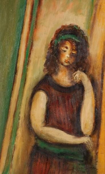 * Simcha NORNBERG (né en 1918)
Femme pensive Huile sur toile. Signée en bas à droite. Signée au dos. 55 x 35 cm.