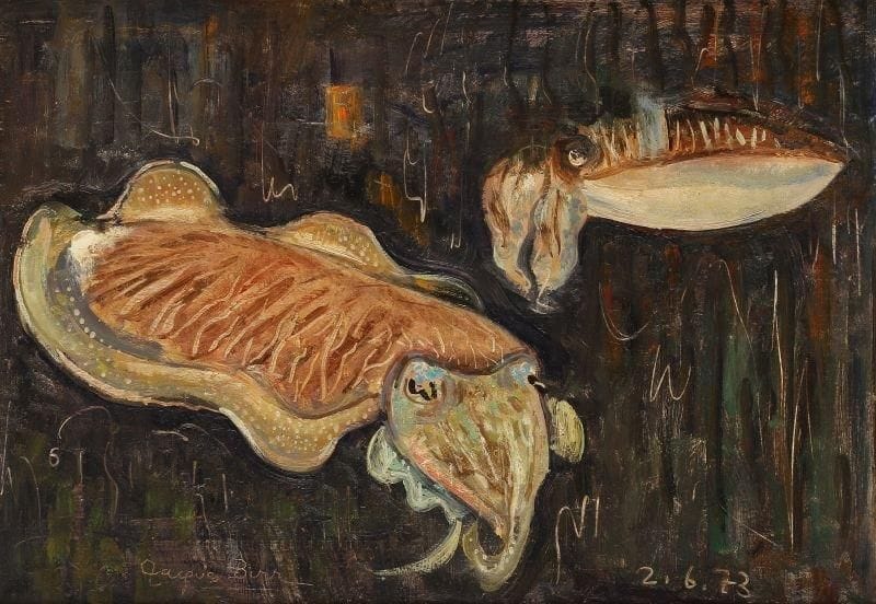 Jacques BIRR (né en 1920)
Fonds marins, 1973 Huile sur panneau. Signée en bas à gauche et datée 2.6.73 en bas vers la droite. 46 x 65 cm.
