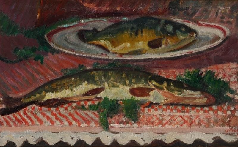 * Jean PUY (1876-1960)
Les poissons, vers 1910 Huile sur toile. Signée vers le bas à droite. 35,5 x 57 cm. Provenance: - Fonds Ambroise Vollard, Paris. - Max Bollag, Zürich, le 15 avril 1973. Expositions: - Jean Puy, Musée Déchelette, Roanne, février-avril 1976, n° 20 du catalogue, reproduit figure 12. - Jean Puy, Musée du Petit Palais, Genève, 1977, n°24 de l'exposition. - Jean Puy, le maître de Roanne, Musée du Petit Palais, 1994. - Un fauve en Bretagne, Jean Puy, Musée des Jacobins, Morlaix, 22 juillet - 12 novembre 1995, reproduit au catalogue page 39 sous le n° 39. Bibliographie: - Jean Puy par Gaston Rochas et Oscar Ghez, Edition du Petit Palais, Genève, reproduit sous le n° 24. - Catalogue raisonné de l'oeuvre peint de Jean Puy (1876-1960), les Amis de Jean Puy, Roanne, 2011, décrit et reproduit page 124 sous le n°20206.