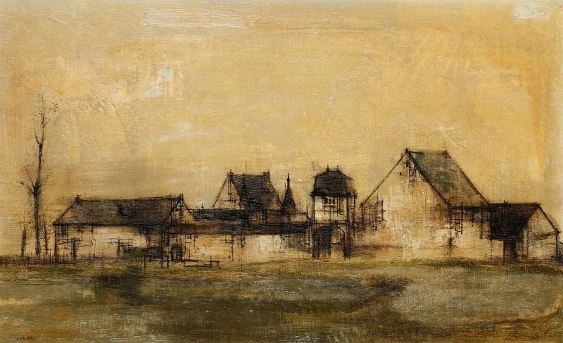 James TAYLOR
Ferme fortifiée Huile sur panneau. Signée en bas à gauche. 38 x 61 cm.