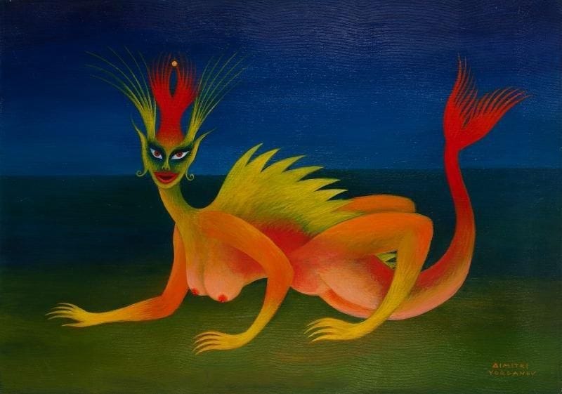 * Dimitri YORDANOV (né en 1926)
La femme-monstre Huile sur toile. Signée en bas à droite. 50 x 70 cm.