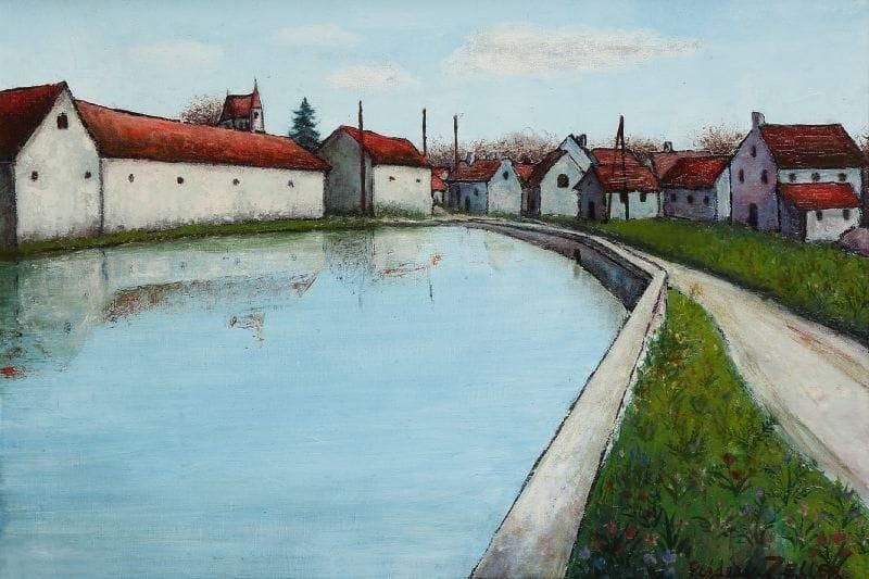 Fred ZELLER (né en 1912)
L'étang de la ferme Huile sur toile. Signée en bas à droite et titrée au dos. 38 x 55 cm. Provenance: Galerie Rauch, Montecarlo.