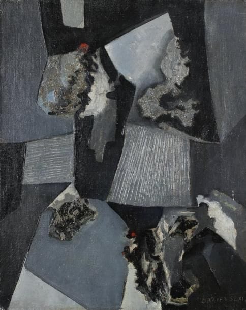 Casimir ZIELENKIEWICZ dit CAZIEL [polonais] (1906-1988)
Sans titre, 1952 Huile sur toile. Signée et datée 52-XI en bas à droite. 51 x 41 cm.