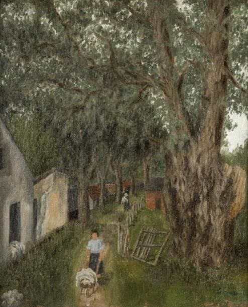 Hermine DAVID (1886-1970)
Jeune femme à la brouette Huile sur toile. Signée en bas à droite. 46 x 38 cm.