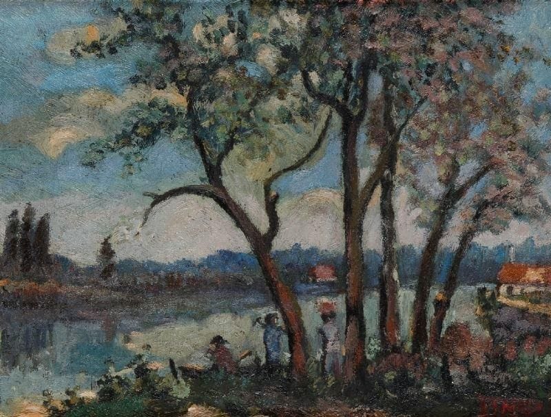* Ferdinand DESNOS (1901-1958)
Sur le Cher au matin Huile sur toile. Signée en bas à droite. 24 x 31 cm. Exposition: Galerie Pro Arte Kasper, Morges, 4 octobre - 6 novembre 2003.
