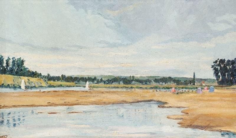 * Ferdinand DESNOS (1901-1958)
La Loire à Blois Huile sur toile. Signée en bas à gauche. 31,5 x 50,5 cm. Expositions: - Galerie Pro Arte Kasper, Morges, 4 octobre - 6 novembre 2003. - Ferdinand Desnos, Musée International d'art Naïf Anatole Jakowsky, Nice, 29 juin - 30 sept 1993.