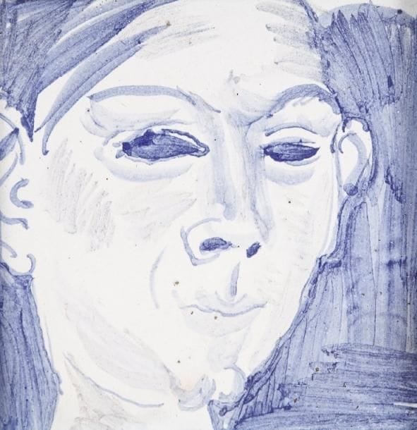 * Raoul DUFY (1877-1953)
Portrait du céramiste Llorens Artigas Céramique émaillée. 13,5 x 13,5 cm.