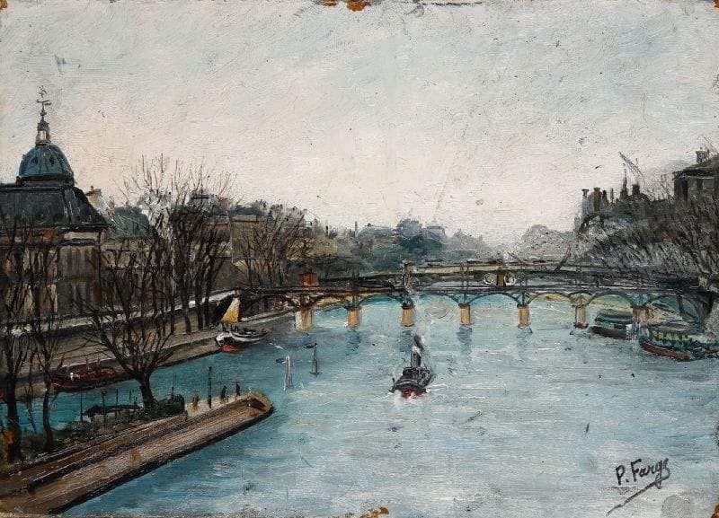 Pierre FARGE (1878-1947)
Paris, la scène au pont des Arts Huile sur toile. Signée en bas à droite. 33 x 46 cm.
